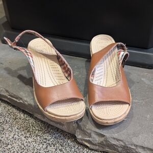 CROCS Brown Open-Toe Slingback Sandals